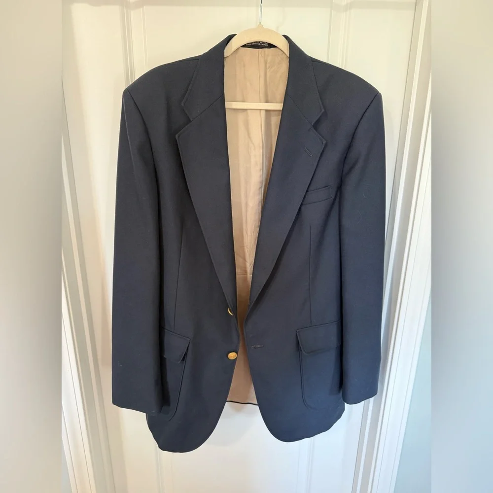 Savile Row Men's Navy Blue Blazer with Gold Buttons size 40L - Picture 10 of 16